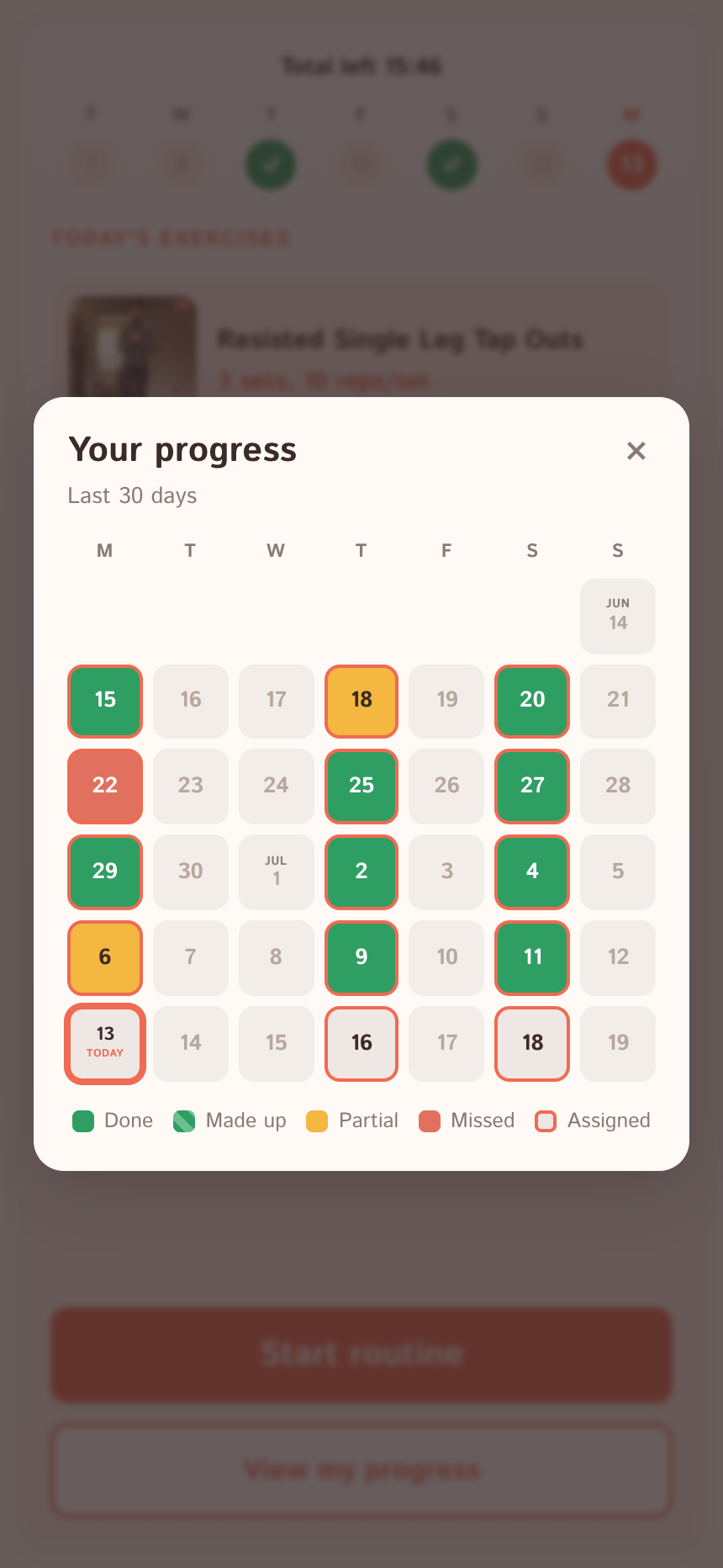 Margaret&rsquo;s 30-day adherence heatmap